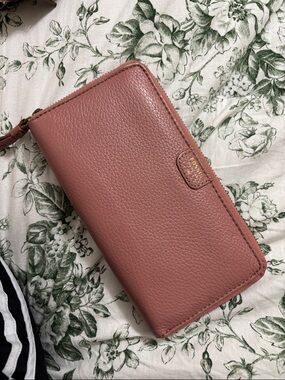 Fossil Rose Dust Zip-Around Pebbled Leather Wallet